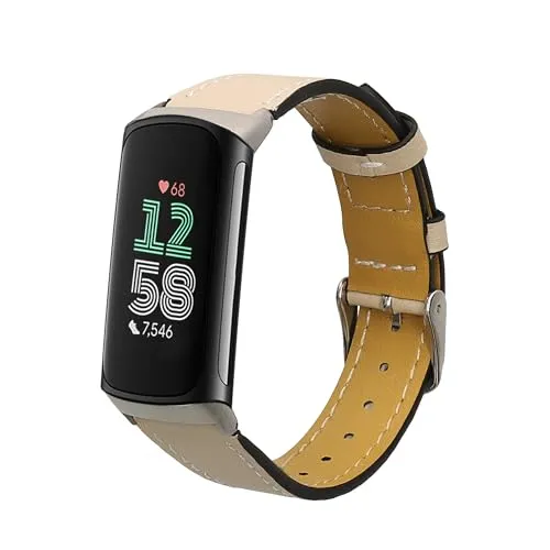 kwmobile Echtleder Uhrenarmband für Fitbit Charge 6 / Charge 5 Armband