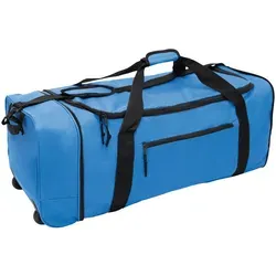 Faltbare Reisetasche 88L mit Rollen für Damen und Herren, großer Weekender als Trolley nutzbar, leichte und platzsparende Gepäcktasche in Blau