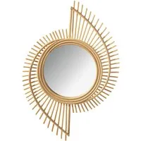 Kobolo Dekoobjekt Spiegel LEVI Rattan - Wandspiegel aus 80% Glas und 20% handgefertigtem Rattan, ideal für stilvolle Wohnräume und als dekoratives Highlight.