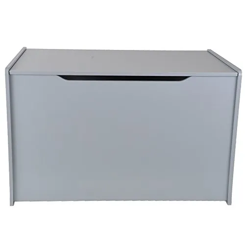 Bandits & Angels Spielzeugkiste aus Holz, Aufbewahrungsbox XL grau – sicherer Verschluss mit Gasfeder – Maße 80 x 50 x 50 cm – graue Spielzeugkiste für das Kinderzimmer