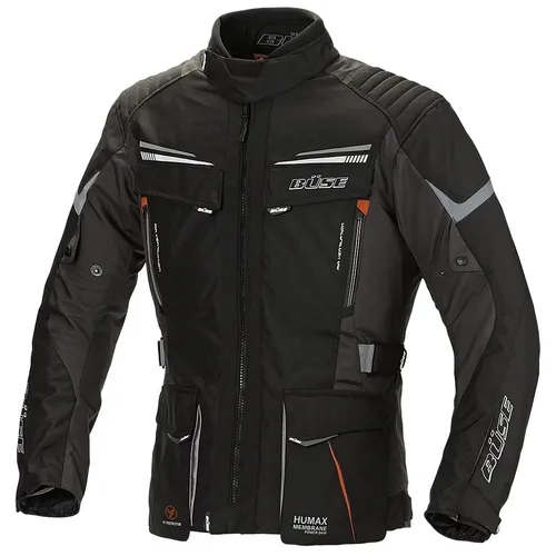 Büse Lago Pro Textiljacke - Schwarz - 5XL - Motorradjacke, wasser- und winddicht mit HUMAX® Klimamembran, entnehmbarem Thermofutter und Sicherheitsprotektoren für optimalen Schutz und Komfort.