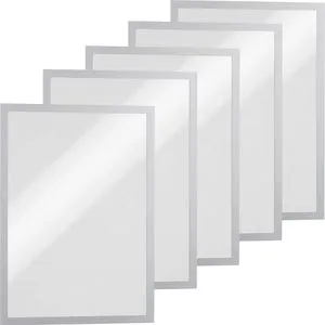 DURABLE DURAFRAME MAGNETIC A3 silber - 5 Magnetrahmen für einfache Dokumentenpräsentation, ideal für Whiteboards und Stahlschränke