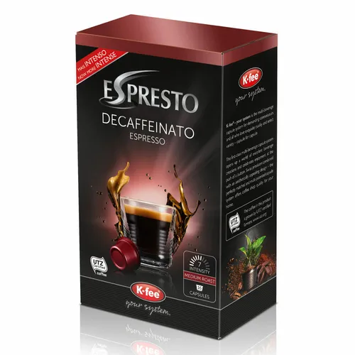 K-Fee Espresto Espresso Decaffeinato Kaffee Koffeinfrei Intens 7, 16 KAPSELN