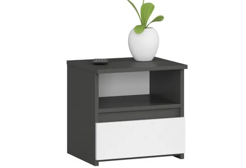 Vielseitige Kommode mit 1 Schublade – graphit-weiß - Diese stilvolle Kommode bietet optimalen Stauraum für Schlafzimmer, Flur oder Wohnzimmer. Mit langlebiger Oberfläche und einfacher handhabbarer Schublade ist sie der perfekte Organizer für jeden Raum.