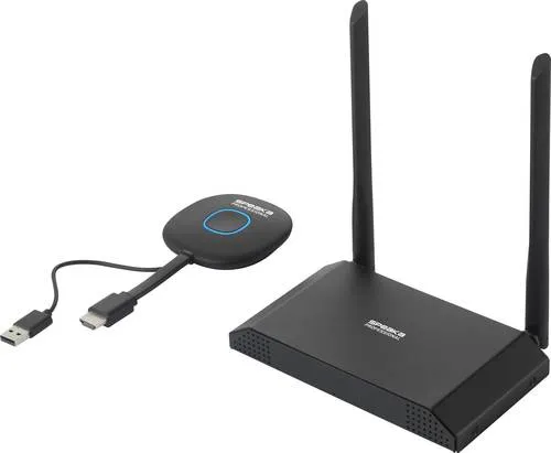 SpeaKa Professional SP-VShare Drahtloses 4K UHD Präsentationssystem - Büro Präsentations-Fernbedienung mit 4-fach Multi Viewer, ideal für große Besprechungsräume und ermöglicht einfaches Teilen von Inhalten per WLAN.