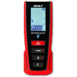 Sola Laser-Entfernungsmesser METRON 60 BT - Präzises Messen leicht gemacht - Messgeräte für exakte Entfernungen, Bluetooth-Funktion für einfache Datenauswertung und inklusive Zubehör für sofortige Einsatzbereitschaft.