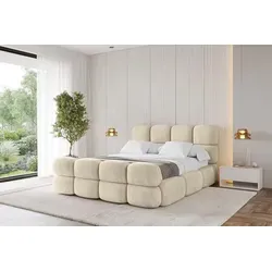 ALTDECOR Polsterbett NOMA-Z 140x200 Beige mit Bettkasten - Stylisches Doppelbett mit praktischem Bettkasten zur Aufbewahrung von Bettwäsche. Hochwertige Polsterung und robustes Gestell, ideal für jeden Raum. Wählen Sie aus verschiedenen Größen und Farben.