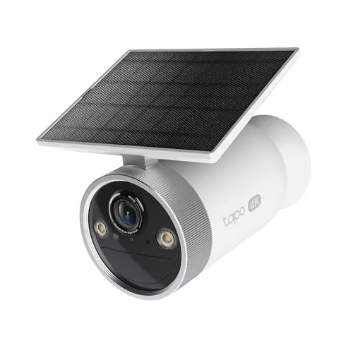 Tapo C465 Solar Außenkamera Akku, 4K 8MP, Farbnachtsicht, kostenlose KI-Erkennung, 2-Wege-Audio, lokale Speicherung über microSD-Karte oder H500-Homebase, 2,4 GHz / 5 GHz WLAN, Magnethalterung