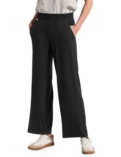 Street One Damen A379196 Hose, Schwarz, 44 - Damen-Hosen im Loose Fit mit High Waist und Wide Legs, ideal für Komfort und Stil. Elastischer Bund und seitliche Taschen bieten praktische Funktionalität.