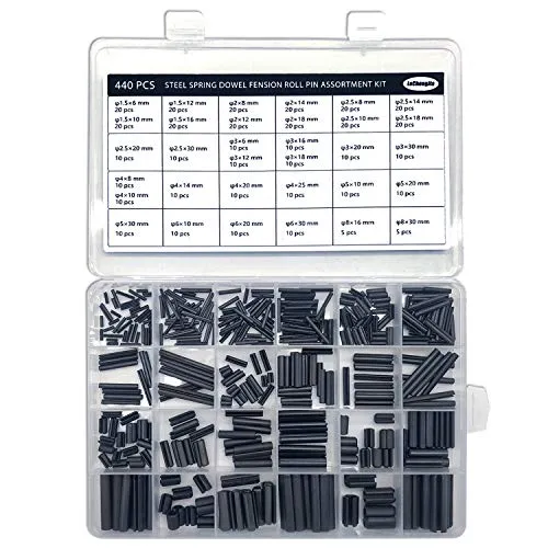 Stück Schlitz-Federstifte Rollstifte Sortiment Set Stahl Split Federdübel Spannstifte Metall Hardware Sortiment Kit Hohlfederstifte gemischte Größen M1.5 M2 M2.5 M3 M4 M5 M6 M8 schwarz mit Box 440