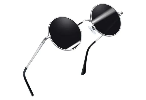 LuxusKollektion Retrosonnenbrille Sonnenbrille Rund Polarisierte UV400 A04-silber Schwarz Wie die Bilder
