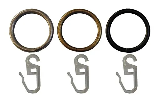 Garduna 20 GARDINENRINGE | Messing-antik | Set à 20 Stück | Metall - mit Faltenhaken | für Ø16 & Ø20mm Ringe für Gardinenstangen