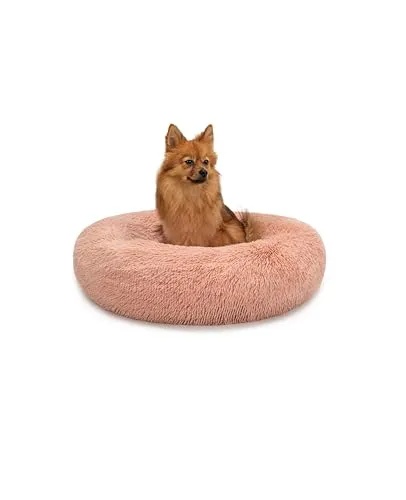 lionto Donutbett für Hunde und Katzen - Luxuriöses Hundebett aus kuscheligem Plüsch mit extra dicker Füllung, ideal für kleinen und großen Haustiere. Anti-Rutsch-Beschichtung sorgt für Stabilität und Sicherheit.