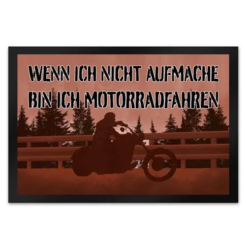 speecheese Wenn ich Nicht aufmache Bin ich Motorradfahren Fußmatte XL in 40x60 cm mit Chopper witziger Fußabtreter mit Spruch als Geschenk für Biker und Motorradfahrer die es lieben mit dem
