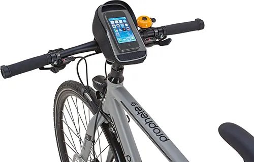 Prophete Lenkertasche mit wasserdichtem Smartphonefach für Smartphones bis 5.5 Zoll, Schwarz, mit Sonnenschutz und reflektierenden Elementen