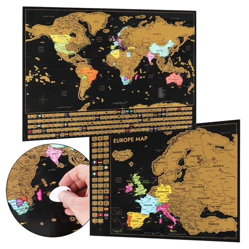 Weltkarte zum Rubbeln - Scratch Map Wandposter 61x43 cm - Bilder & Drucke: Entdecken Sie die Welt mit dieser modernen Rubbelkarte, die Ihnen hilft, Ihre Reisen festzuhalten und zu planen.