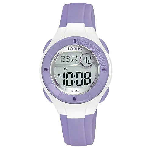 LORUS Mädchen Digital Quarz Uhr R2347PX9 - Armbanduhren für Jungen, mit flexiblem Silikonarmband für hohen Tragekomfort und wasserdicht bis 10 BAR – perfekt für aktive Kids!