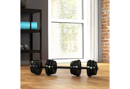 SPORTNOW Hantel-Set verstellbares Gewicht, (Dumbbell Set, 2-in-1 Hantel- und Langhantelset), für vielseitiges Training, Schwarz+Grün