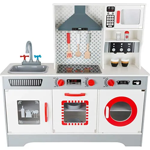 small foot Kinderküche Premium aus Holz - Küchen-Spielzeugsets mit realistischen Licht- und Soundeffekten, fördert kreatives Rollenspiel und soziale Kompetenzen, ideal für Kinder ab 3 Jahren.