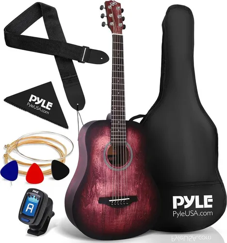 Pyle Akustikgitarre 3/4 Set für Kinder - Konzertgitarren – Kindgerechte 3/4-Akustikgitarre mit Stimmgerät und Tragetasche, ideal für den Einstieg in die Musik und fördert Kreativität.