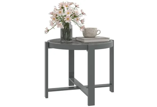 furnicato Gartentisch Beistelltisch Rund aus wetterfestem Aluminium mit Marmoroptik - Eleganter runder Gartentisch aus Aluminium mit Kunst-Marmorplatte. Wetterfest und pflegeleicht, ideal für drinnen und draußen. Perfekt für stilvolle Deko und gesellige Runden im Freien.