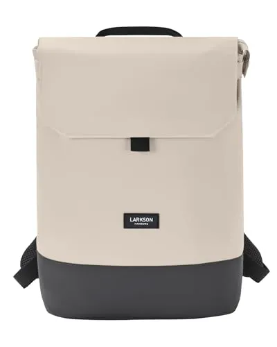 LARKSON Rucksack Damen Beige Grau - Nina - 16 Zoll Laptopfach für Uni und Reisen - Der mittelgroße Daypack mit wasserabweisendem Material bietet ein gepolstertes Laptopfach und durchdachte Organisation. Ergonomische Schulterträger sorgen für Komfort, während der Trolley Strap ideal für Reisen ist.
