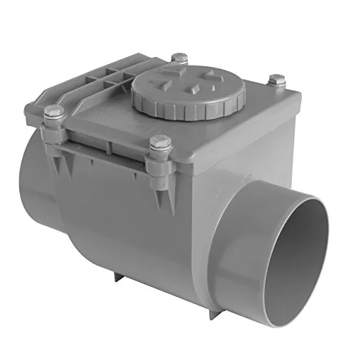 First Plast nrc140g Rückstauklappe aus PVC zum Kleben, grau, Durchmesser 140 mm