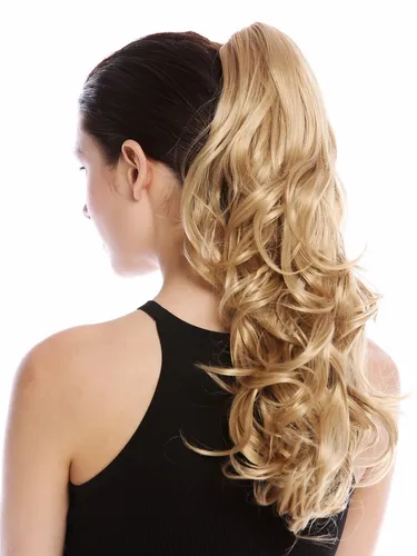 Haarteil Zopf Pferdeschwanz lang leicht gelockt Goldblond Blond 45cm SP-31-A-V