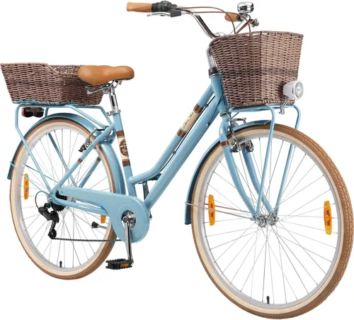 Cityrad 7 Gang Shimano RD-TY21 für Damen, blau 28 Zoll - Fahrrad mit stabilen Aluminiumrahmen, ideal für Alltag und Freizeit. Ausgestattet mit 7-Gang Kettenschaltung für optimales Fahrvergnügen und schnellem Zusammenbau.