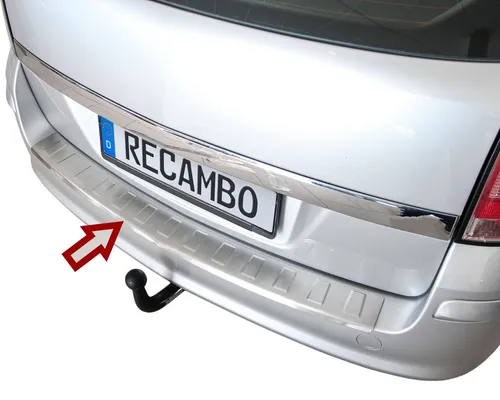 RECAMBO Ladekantenschutz für OPEL ASTRA H CARAVAN 2004-2010 - Abdeckblenden für optimalen Lackschutz im Ladebereich, aus hochwertigem V2A Edelstahl mit 100% Passgenauigkeit und einfacher Montage durch vormontiertes Spezialklebeband.