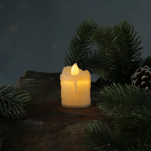 LED Kerze Mini gelb flackernd für Laterne H: 6cm inkl. Batterien beige