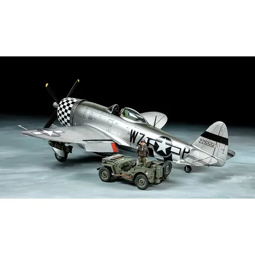 1:48 P-47D Thunderbolt & Lt. Veh. 4x4 Modellbausatz - Detaillierter Modellbausatz des P-47D Thunderbolt, ideal für Fans historischer Flugzeuge und Modellbauer, die ein authentisches Kampfflugzeug nachbauen möchten.