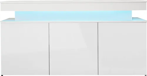 Mirjan24 Kommode Weiß, 160x83x39 cm, mit LED-Beleuchtung
