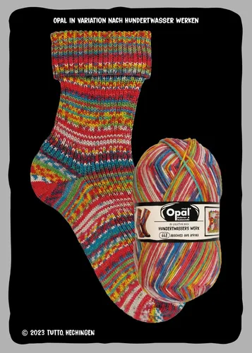Opal- Hundertwasser Werk 668 - Abschied aus Afrika - Fb. 4054 - Garne: Hochwertige Sockenwolle in mehrfarbiger Optik, ideal für kreative Strick- und Häkelprojekte wie Socken, Tücher oder Pullover.