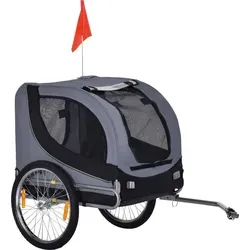 PawHut Hundeanhänger Fahrradanhänger Hundetransporter Hunde Fahrrad Anhänger Grau+Schwarz 130 x 73 x 90 cm - Bunt