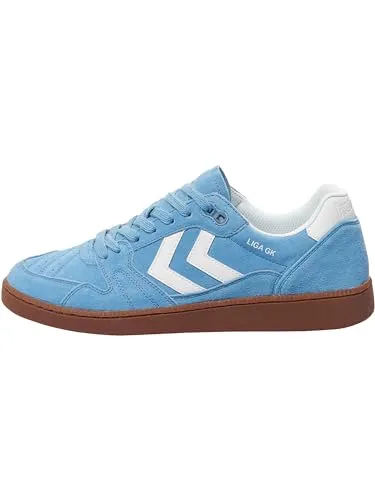 hummel Herren Sneaker LIGA GK 60089 – Hallenschuh in Blau, Größe 44 EU - Sportlicher Hallenschuh für Handball, aus hochwertigem Leder gefertigt. Ideal für den Einsatz in der Halle, bietet optimalen Komfort und eine perfekte Passform.