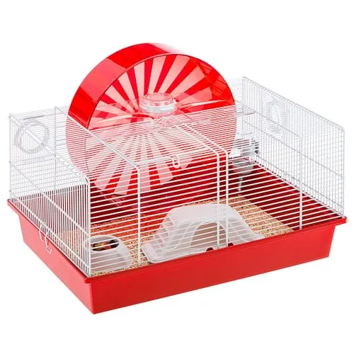 Ferplast Hamsterkäfig, Nagerkäfig, Käfig für Mäuse Kleintierkäfig CONEY ISLAND, Hamsterzubehör inklusive, 50 x 35 x h 25 cm Weiß