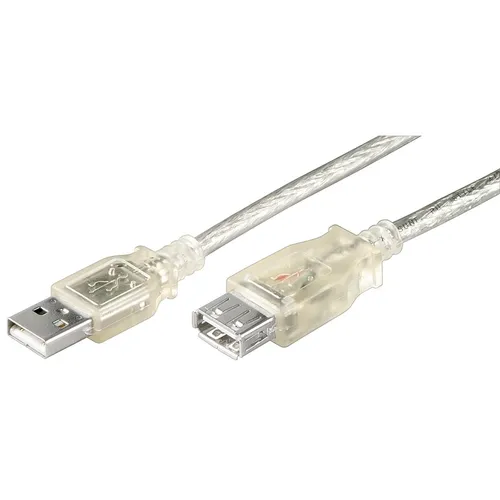 USB2.0 Verlängerungs-Kabel USB-A-Stecker/Buchse transparent 5m