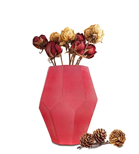 Sendez XXL Blumenvase 4,8 L Sofia Vase Tischvase Glasvase Dekovase Blumentopf Pflanztopf (Rot)