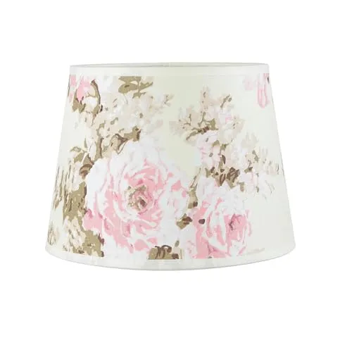 Licht-Erlebnisse Kleiner Lampenschirm Stoff Rosa Weiß Blumen Motiv - Zubehör für Leuchten: Romantischer Lampenschirm in Weiß und Rosa mit Blumenmotiv, ideal für E14 Tischleuchten und Nachttischlampen, verleiht jedem Raum einen frischen Look.