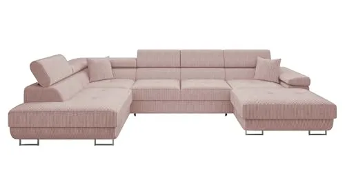 Mirjan24 Ecksofa Torezio Bis Cord mit Bettkasten - Sofas & Couches mit Schlaffunktion und Bettkasten, ideal für Gästeübernachtungen, mit einstellbaren Kopfstützen für optimalen Komfort.