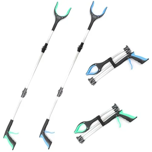 OITUGG 2 Stück Greifer zum Aufheben, 109cm Müllzange, Greifzange für Senioren und Hilfsmittel, Müllgreifer Zange mit Magnetspitzen und 360° Drehbarer Kopf, 42.9 Zoll Aluminium Faltbare Greifarm