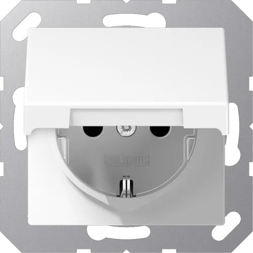 Jung 1520 BFKL WW Schuko Steckdose 16 A 250 V bruchsicher mit Klappdeckel Serie A alpinweiß, 250 V