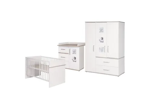 roba Kinderzimmerset 'Moritz' 3-teilig - Kinderzimmer-Sets mit Kombi-Kinderbett, Wickelkommode und 3-türigem Schrank in modernem Design, perfekt für ein stilvolles Baby- oder Kinderzimmer.