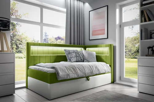 Boxspringbett Gästebett FABIAN Nr.3 80x200cm Weiss-Grün in grün von Fun Möbel