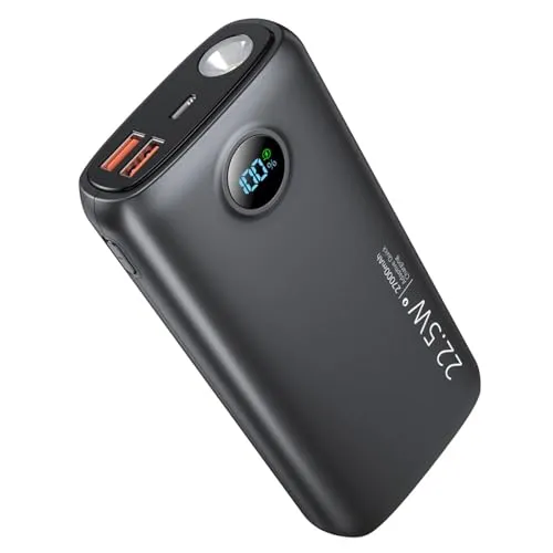Power Bank 27000mAh 22,5W Powerbank USB C Externer Handyakku Schnellladen | Input & Output PD3.0 QC4.0 mit 3W LED-Taschenlampe & LCD-Display mit iPhone/Samsung/iPad/Smartphones etc