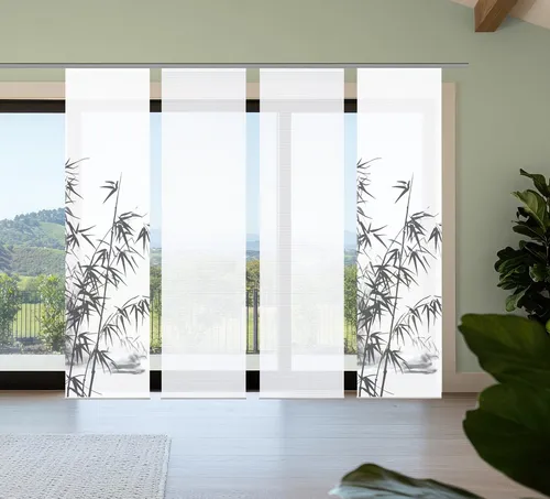 Xxxl Flächenvorhang Rufus - Blickdichter Textilvorhang in Weiß und Hellgrau - Wohndekoration aus 4 Bahnen (je 60x245 cm), OEKO-TEX® zertifiziert, pflegeleicht und blickdicht für optimale Privatsphäre und harmonisches Raumgefühl.