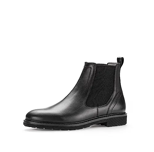 Pius Gabor Herren Boots, Männer Stiefeletten,zertifiziertes Leder,Wechselfußbett,uebergangsstiefel,Schlupfstiefel,flach,Black,44.5 EU / 10 UK