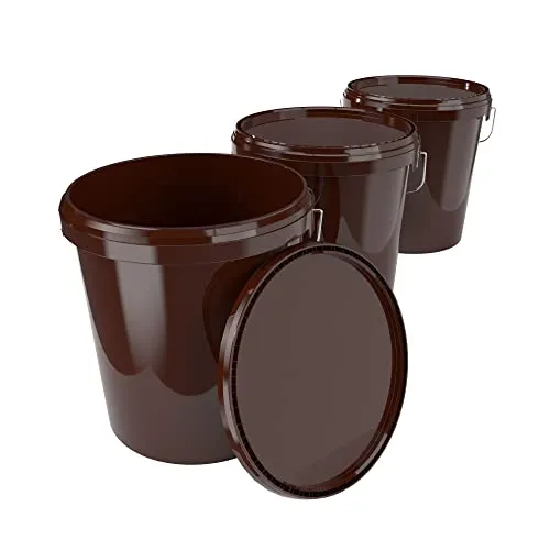 3X 16 Liter Eimer mit Deckel in braun von FixedByU