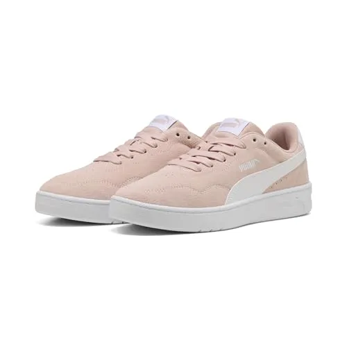 PUMA Damen Court Lally Suede Sneakers 37.5 - Rose Quartz White Pink - Damen-Sneaker aus hochwertigem Wildleder mit stylischen Synthetik-Overlays und Gummidetails für optimalen Komfort und trendigen Look.
